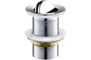 GHOPY Bonde de Vidage, Bonde Clapet lavabo Rotatif Bouchon, Bonde de Vidage Pivotant en Cuivre Chrome pour Lavabo Bassin Évier Soupape de Vidange