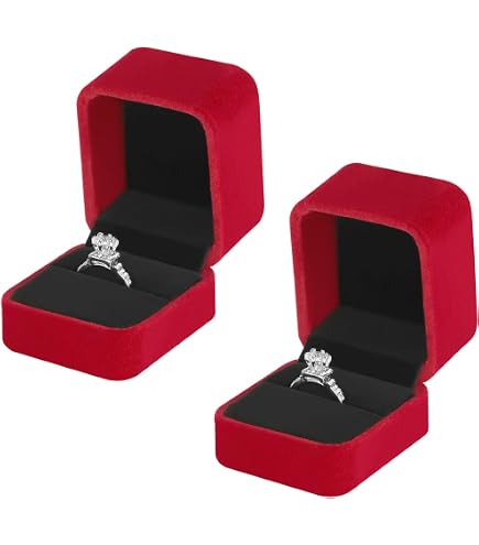 Boîte à Bagues En Velours – 2 Pièces Pour Fiançailles, Mariage Ou Cadeau – Blanc élégant