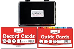 AbbeyShake Record Card Holder Black Box with 1 Pack of 100 Ruled Record Cards 5x3 and 1 Pack of Guide Cards 5x3