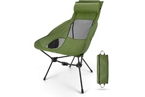 Diealles Shine Składane krzesło kempingowe, przenośne ultralekkie krzesło składane z torbą transportową, wysokie oparcie, krzesła kempingowe do użytku na zewnątrz, ogród, plaża, wędkarstwo, piknik