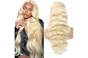Weeybay Echthaar Perücke für Damen Perücken Body Wave Human Hair Wig Blonde 4X4 Lace Closure 613 Color 150% Density Unprocessed Remy Hair Glueless 16 Zoll