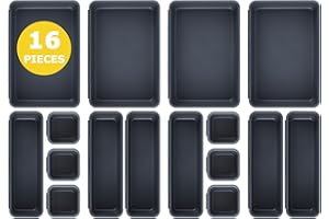 Omtofo 16 Piezas Organizador Cajones Cajas Organizadoras, Baño Plastico Separadores de Cajones Cocina para Maquillaje, Joyas, Dormitorio, Baño, Cocina, Oficina Escritorio