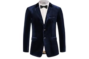 PaulJones Traje de terciopelo para hombre de boda con dos botones, esmoquin, Navidad, chaqueta