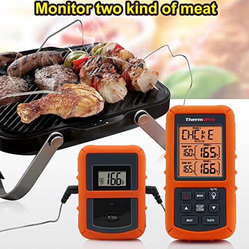 ThermoPro TP20 Digital BBQ Funk Thermometer Wireless mit 2 Temperaturfühlern für BBQ, Ofen und Grills - 3