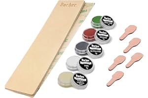 ‎BACHER BACHER Zestaw DIY Strop – Skórzany Pas do Ostrzenia Noży z Pastami Polerskimi - 1/8" gruba, garbowana skóra bydlęca (206 mm x 56 mm), taśma klejąca 3M, 4 x 7 g zestaw past polerskich