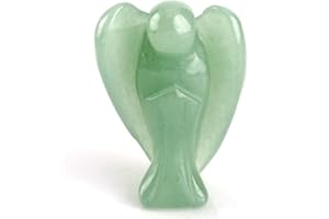 TOP PLAZA JSDDE Chakra Healing Stones Crystals Angel Wings Statue Ornament, Natural Tiger Eye Rock Crystal Green Aventurine Rose Quartz, Opalite, 1.5 Inches (Genuine Green Adventurine)
