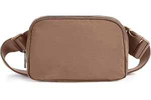 ODODOS Unisex Mini Belt Bag with Adjustable Strap Fanny Pack Small Waist Pouch for Workout Running Traveling Hiking, Brown