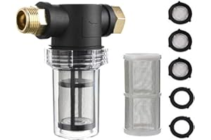 IGTOPS Filtre pour tuyau d'arrosage, pré-filtre pour pompes de jardin et installations d'eau domestiques, 3/4", filtre à eau à sédiments descendants, pré-filtre pour arrosage de jardin, bassin de jardin,