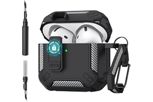 WANME Custodia per AirPods 4 con Clip di Bloccaggio Sicuro, Cover Pop-up Automatica con Penna Pulita, Protettiva Militare Copertura Rigida Antiurto per AirPods 4 Generation