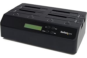 StarTech.com 4-Bay Hard Drive Duplicator and Eraser, External Standalone 1:3 HDD/SSD Cloner/Copier, USB 3.0 / eSATA to SATA Docking Station, Hard Disk Copier / Sanitizer / Wiper Tool (SATDOCK4U3RE)