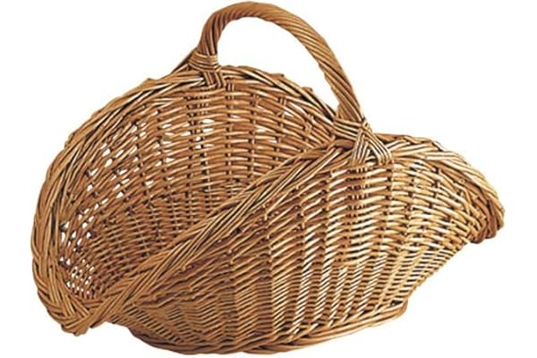 AUBRY GASPARD - Panier à Bûches en Osier Buff - Teinte Miel - Dimensions 62.5 x 42.5 x 42.5 cm - Anse Renforcée avec Fil Galvanisé - Fabrication Artisanale Unique - Léger 1.25 kg - Recyclable et