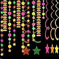 MRTURK REVHQ Neon Party Supplies Paper UV Neon Garland Neon Streamers Glow in The Dark Neon Party Decorations Garland Reactive UV Hanging Decorations for Birthday Party Glow Party Wedding Supply