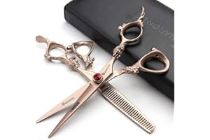 AXEMOORE Hairdresser Professional Scissors Hairdressing Scissors Cutting Scissors Thinning Scissors Japan 440c Stainless Steel Razor / Rose