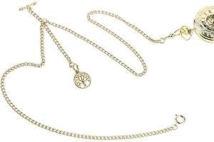 ManChDa Doppio Albert Catena Orologio Da Tasca, Bracciale Catena 3 Gancio Antico Placcatura Scudo Design Fob T Barra per gli Uomini con Ciondolo Albero della Vita