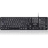 perixx PERIBOARD-331 Wired Backlit USB Keyboard, Full-Size X Type Scissor Keys, White Backlit, UK QWERTY, Black