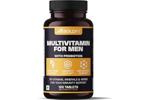 Boldfit Multivitamin tablet for Men Enriched with Probiotics, Vitamin C, E, B12, B6, Zinc & Grape Extract Daily Health & Nutritional Support 120 Multi vitamin Tablets