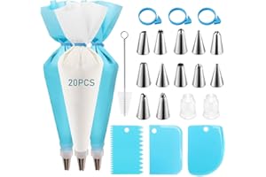 CVOZO Sac à poche con beccucci, accessori da forno, set di decorazioni per torte, accessori di Natale, accessori per la cottura di Natale, sacchetti da pasticcere riutilizzabili in silicone per una