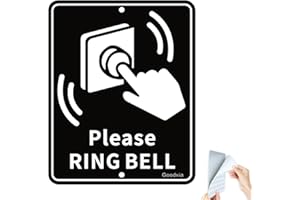 GOODVIA Please Ring The Bell Sign Metal Aluminium 4.7 * 5.9 inches with Double-sided and 2 Holes for Easy Mounting on Door or Wall Plaque Anywhere in Home School Office Hospital Pack of 1