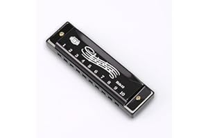 LESEOGYE Blues Harmonica in C, 10 Hole 20 Tone Diatonic Mouth Organ, Premium Titanium Mini Harmonica for Adults Kids Beginners & Performers, Thanksgiving Xmas Easter Gift for Music Lovers, Black