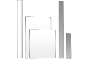 AUXSOUL 5 Pcs Acrylic Solid Clay Roller Round Tube Rolling Acrylic Roller Polymer Clay Tools Rectangle Sheet Backing Board for DIY Shaping Modelling Sculpting