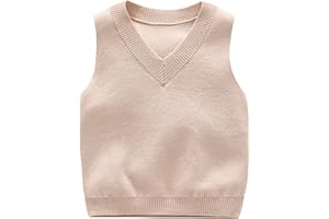 Shengwan Kinder Jungen V-Ausschnitt Strickweste Baumwolle Weste Top Ärmellos Sweater Pullover