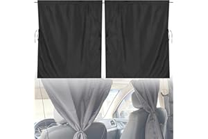 QOOLOO Rideau Brise-Vue pour Voiture - 134 x 78 cm - Amovible - avec 2 Crochets - Occultant - Protection Solaire pour Tous Les Voyages en Voiture - Camping