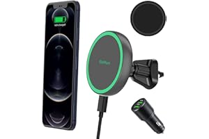 Gloplum Kompatibel 15W Ladegerät Magsafe, Kabelloses Magnet Auto Handyhalter mit 20W Auto Ladegerät, Wireless Car Charger für iPhone 14/ iPhone 13/iPhone 12 Serie