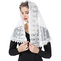 Voile De Messe Catholique Mantille En Dentelle - Coloris Violet Et Or, Dimensions 145 X 55 Cm, Avec Pinces Et Coffret - 9