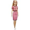 Barbie Fashionistas Doll #169 with Long Blonde Hair & Houndstooth Crop Top & Skirt, Platform Shoes & 2 Barrettes, Toy for Kids 3 to 8 Years Old, GRB59