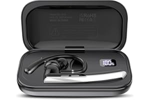 SKIUDCT Oreillette Bluetooth sans Fil V5.3, 120 Heures de Conversation Mains Libres Bluetooth Oreillette, Ecounteurs Bluetooth avec Double Micro antibruit ENC pour Conduite/Affaires/Bureau, Noir profond