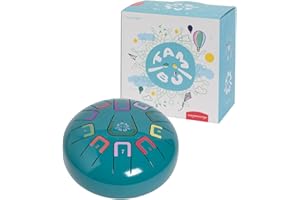 JUEGACONMIGO TAMBÚ Tamburo Lingua in Acciaio 8 Pollici 11 Note. Handpan. Strumento a percussione Metallo (Turchese)