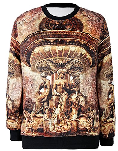 Thenice Women's Digital Print Pullovers Sweatershirts T Shirts (Western sculpture)