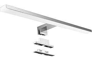 Aourow Lámpara de Espejo Baño 10W 820lm 40cm,Luz Espejo Blanco Neutro 4000K,Impermeable IP44 230V,3 en 1 Espejo+Armario+Pared,Contra Niebla Acero Inoxidable,Aplique de Baño,400mm