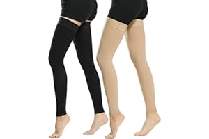 Evolyline 2 Paar Medizinische Kompressionsstrümpfe Damen & Herren 20-30 mmHg, Klasse II Oberschenkel Lang Stützstrümpfe Kompressionssocken für Flugreisen Abgestufte Unterstützung bei Krampfadern
