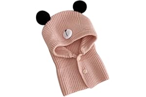 Rayson Cappello Bambino Invernale e Scaldacollo Caldo a Maglia Sciarpa e Berretto Bambina con Orecchie Passamontagna Bambino Cotone Leggero con Bottoni
