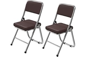 UTLENIANIE Set da 2 Sedie Pieghevoli da Interno, Comode Sedie Salvaspazio Portatili, Sedie Pieghevoli Con Cuscino In Ecopelle Imbottitura, Sedia Da Cucina Pieghevole, Sedie Richiudibili (Marrone scuro)