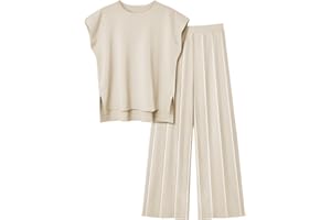 Veriliss 2 Piezas Ropa Mujer Traje De Verano Jerséis De Punto Pantalones De Loungewear Top De Cuello Redondo