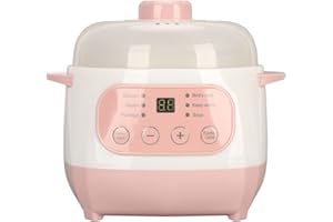 TONYSA Pentola per Stufato Elettrica, Fornello Elettrico in Ceramica Intelligente da 1 Litro Supporto Anti-bruciatura Secca per Zuppa di Riso e Porridge (Spina europea 220 V)