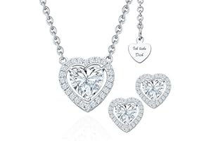 LOVENEST Schmuck Set Damen Silber 925 mit ZIRKONIA | Herz Schmuckset 3tlg. zum Geburtstag Jahrestag Hochzeitstag | Kette und Ohrringe Set *Ich Liebe Dich* | romantische Geschenkidee für Frauen Freundin Sie