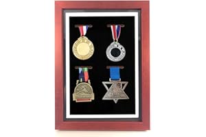 WANLIAN Boîte de présentation pour médailles - Cadre d'affichage 4 les coureurs, le marathon, gagnant la RECE, football, gymnastique et tous sports (bois rouge, 33 x 24 cm)