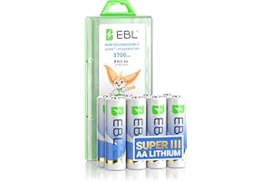 EBL Bateria litowa AA 1,5 V AA 3700 mAh 8 sztuk (bez ponownego ładowania), odporna na ekstremalne temperatury (-40.0 °C do 60.0 °C) podwójna bateria A do kamery Blink, Smart Lock i przenośnej