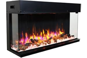 ENDEAVOUR FIRES AND FIREPLACES Endeavour Fires Chimenea Eléctrica Rosedale 3D de 40"/1030mm para Pared Multimedia con Múltiples Colores de Llama, Juego de Troncos y Cristales, Control Remoto Programable de 7 Días