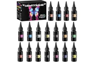 Minlebao 18 Colors UV Resin Kit - Fast Curing Crystal Clear Epoxy Resin for Jewelry Making, DIY Crafts, Nail Art ，High-Hardness & Safety (20g/0.68oz Each)