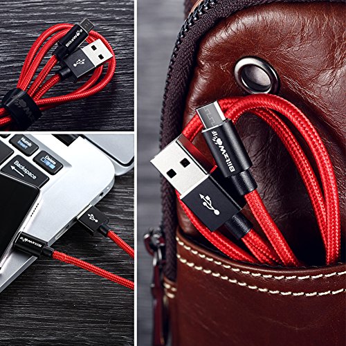 Micro USB Kabel, BlitzWolf 1m 2.4A Micro USB Ladekabel Fast Charging & Daten Sync Cord Android Ladegerät Kabel mit Magic Tape Strap für Samsung Galaxy S7 Edge / S6 / S5 / S4, Hinweis 5/4/3, HTC M9 , Xperia Z3 Z2, Moto X, LG, Sony, Tablets und Power Bank (Schwarz) - 6