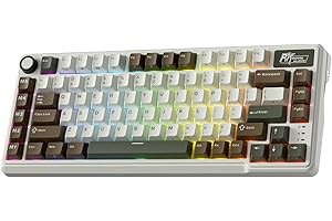 ‎RK ROYAL KLUDGE RK ROYAL KLUDGE L75 Mechanische Tastatur mit Dichtungsmontage, Knopf/Makrotasten und Berührbarem Namensschild, Tri-Mode BT/2,4G/USB-C 75% TKL-Funktastatur, Hot-Swap-fähig, 8000-mAh-Akku, Pro-Software