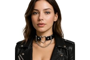 COYUN Pu Cuir Punk Colliers Ras Du Cou Coeur Charme Collier Réglable Collier Pour Les Femmes
