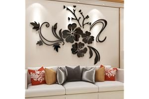 GUANGMU 3D Pegatinas de pared Flores Espejos Mural Acrílico Etiqueta Tatuajes de pared Écologie Élégant Adhesivos Arte Decorativo para pared Para Hogar Dormitorio Sala Gym Bureau fond de télévision