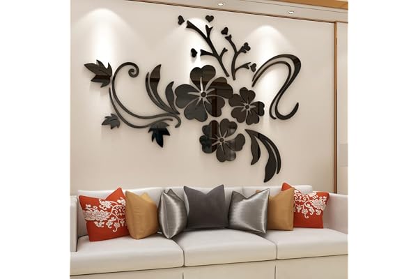 3D Stickers Fleurs Miroir Muraux Rose Flower Vine Sticker DIY Elegant Ecologiques Decoration Autocollants pour chambre Decoration de salon TV Fleur Mirrord Stickers