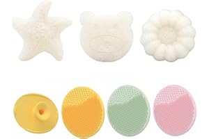 IZDUDO 6PCS Spazzola da bagno per bambini, con 3PCS spazzola del cuoio capelluto in silicone + 3PCS spugna in konjac, massaggio e esfoliante kit per il bagnetto di neonati, poppanti e bambini