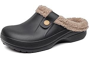 FRTUBOP Hommes Femmes Fourrure Sabots Hiver Chaud Chaussons de Maison Peluche Imperméables Chaussures de Jardin Pantoufles Antidérapant Intérieur Outdoor